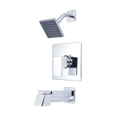 Pioneer Industries Single Handle Tub and Shower Trim Set, Wallmount, Polished Chrome T-4MO110